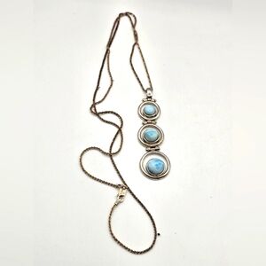 Stunning BBJ Sterling Silver Larimar Triple Link Pendant Necklace